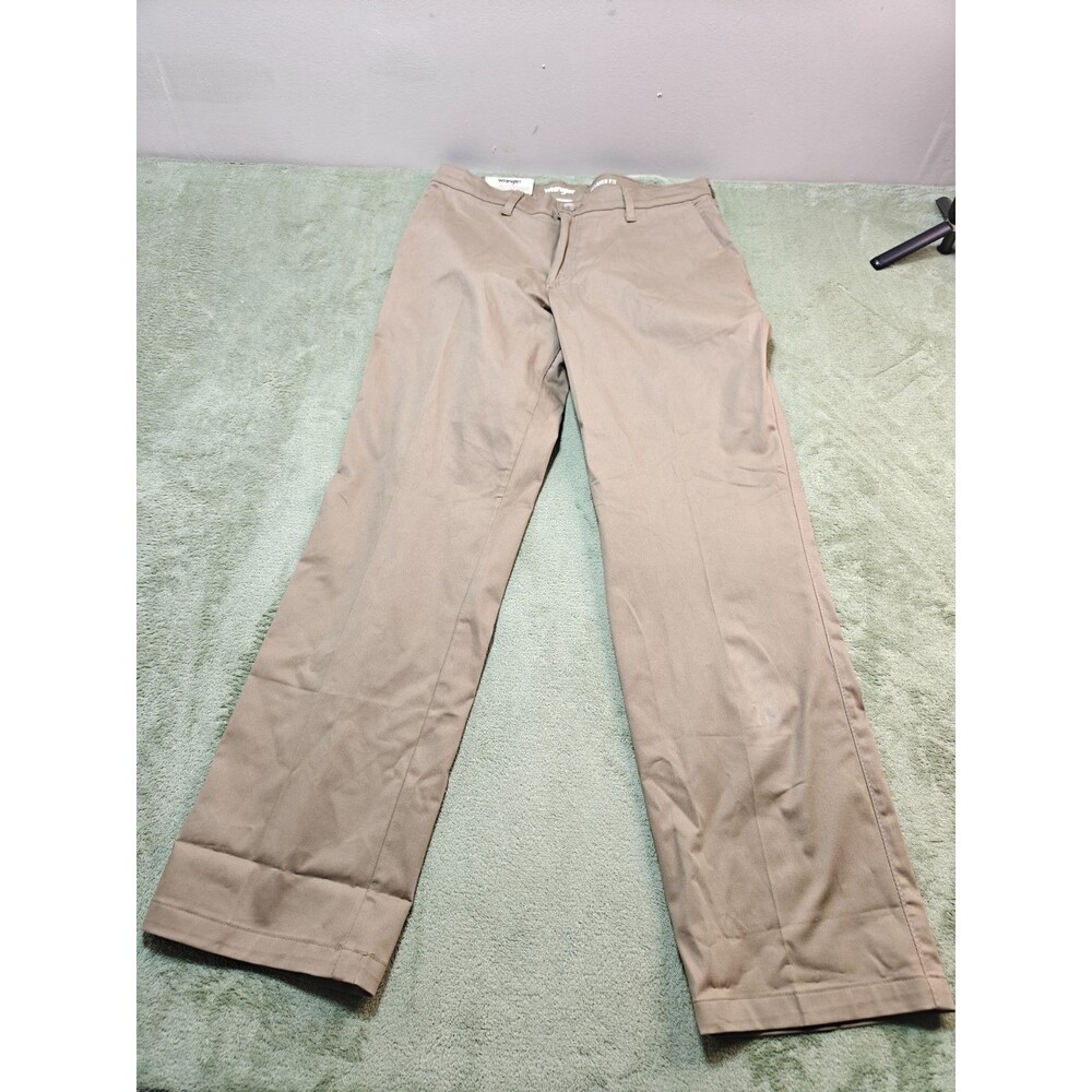 Wrangler Riata Chinos 34x32 Mens Khaki Tan Relaxed Fit Stretch Work Casual READ⬇
